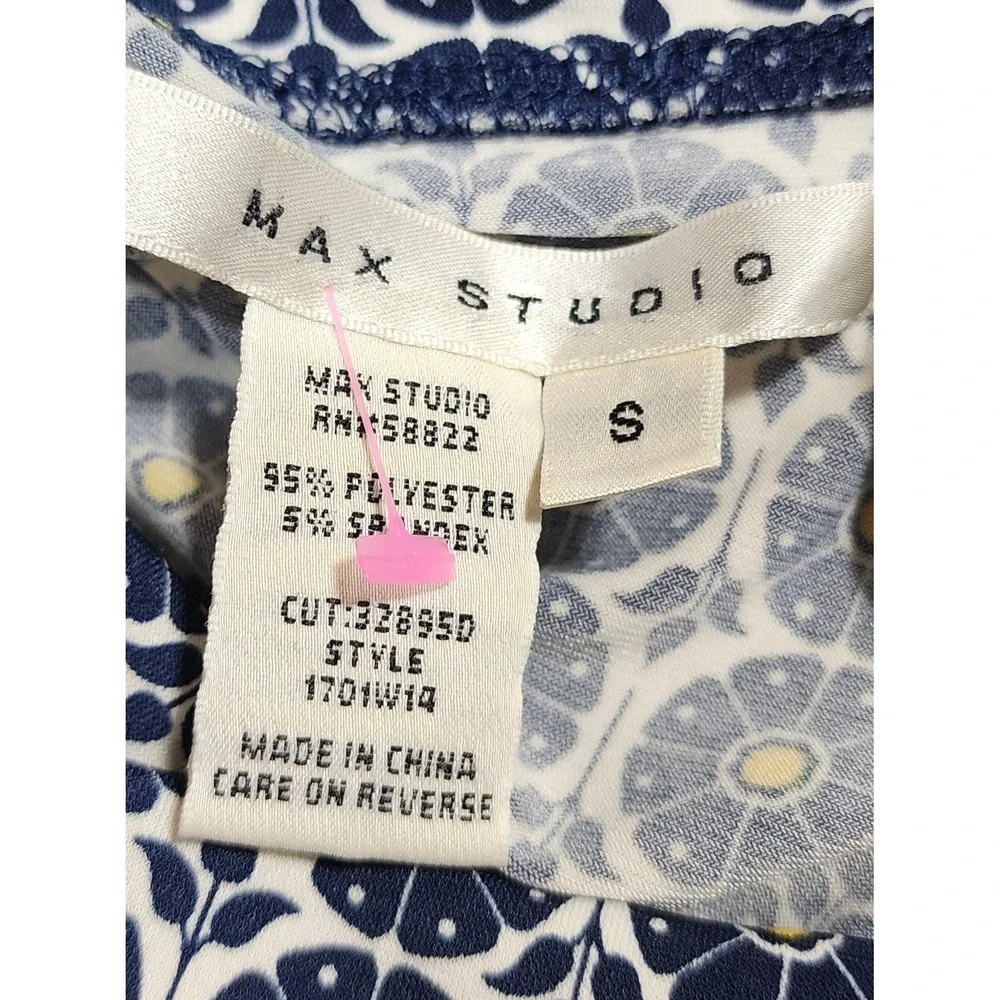 Max Studio Navy Blue‎ Floral Medallion Print A-Line Skirt Small